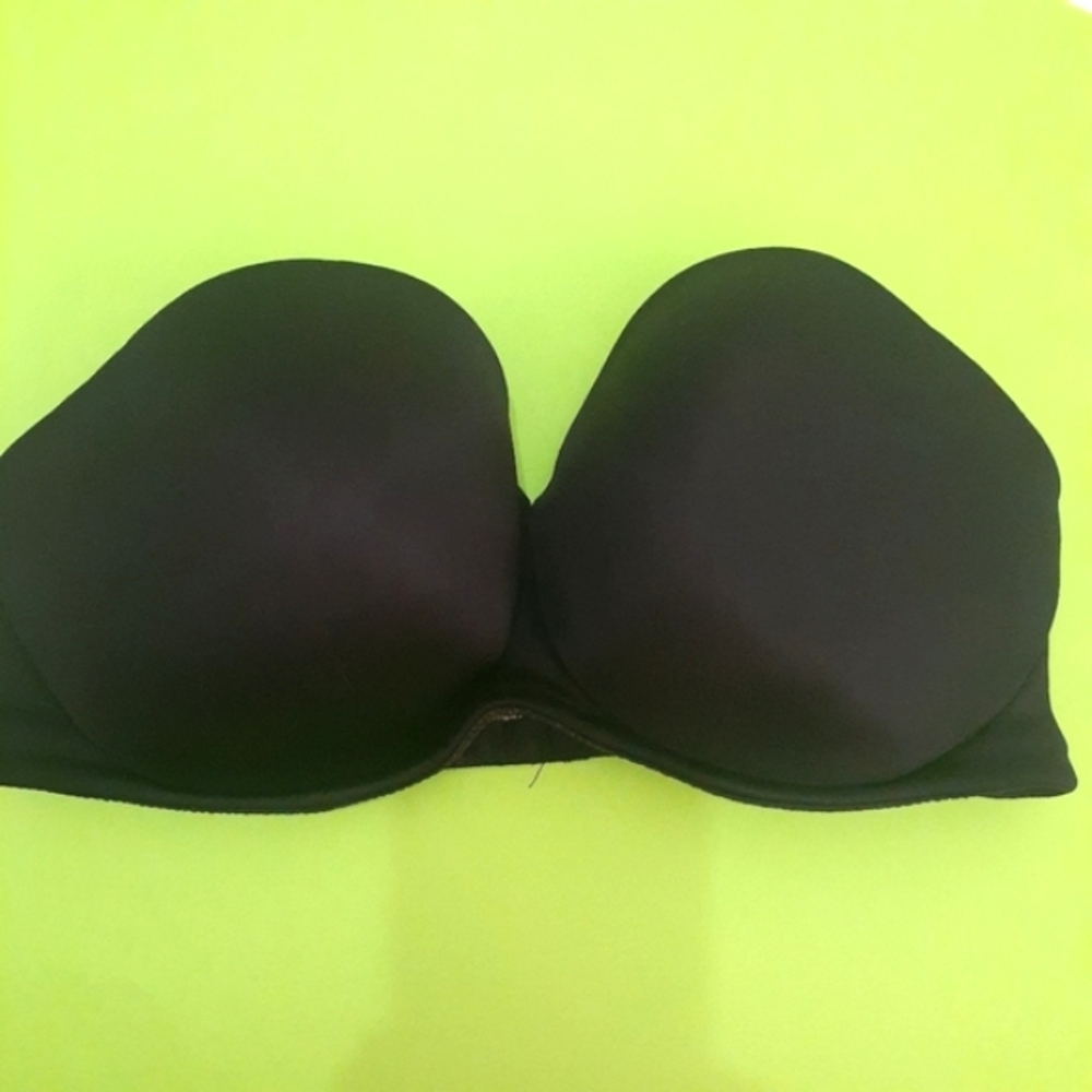 Ambrielle 34 DD Black Strapless Wire Bra with Molded Cups